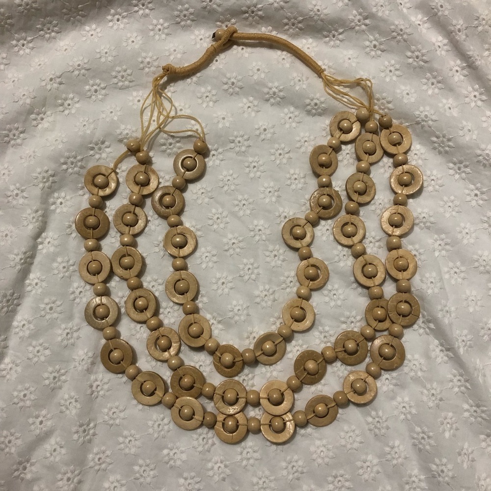 Wooden bead layered necklace